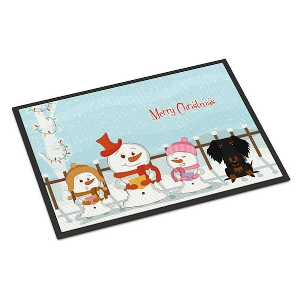 Carolines Treasures Merry Christmas Carolers Wire Haired Dachshund Black Tan Indoor or Outdoor Mat, 18 x 0.25 x 27 in. BB2458MAT - main